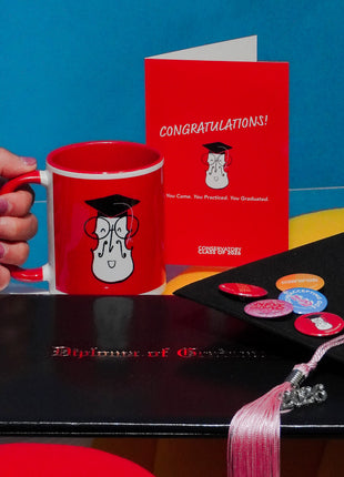 Student Graduation Gift Set — Card, Mug, Pins