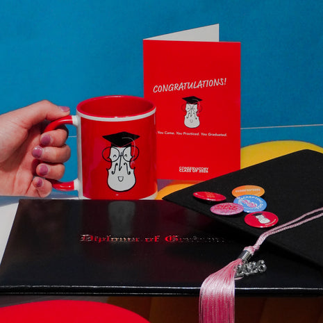 Student Graduation Gift Set — Card, Mug, Pins